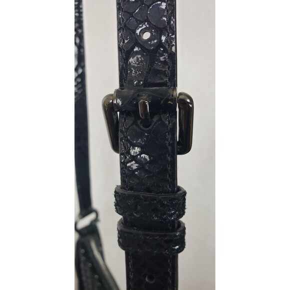 Women's Michael Kors M Rhea Crystal Black Slouchy Shoulder Handbag Patent Python - Picture 7 of 10